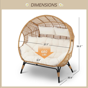 Modern Outdoor Patio <b>Egg</b> Basket Chair Ottoman Cushion Durable Iron Metal for Courtyard Garden - Product Image 4