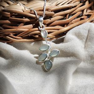 Pendentif en argent feuille de calcédoine Aqua Pendentif en pierre précieuse en argent élégant meilleur cadeau pour elle - Product Image 2