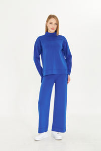 Women's <b>Knitted</b> Two-Piece Sweater and Trouser Knitwear <b>Set</b> Long Sleeve Sweater Elastic Waist, Wide Leg Knitwear <b>Set</b> Stylish - Product Image 3
