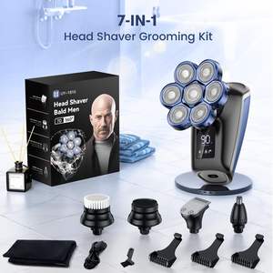 Kit de rasage électrique 7-en-1 pour hommes, étanche IPX7, utilisation humide et sèche, rasoir rotatif rechargeable par USB, sans fil, pour le corps - Product Image 3