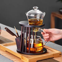 Tetera de Levitación Magnética con Base de Madera, Vidrio Soplado a Mano Resistente al Calor, para Preparar Té