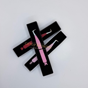 Pinzas para Pestañas GETUP BROSONS IMPEX de 90 Grados, Acero Inoxidable, Antiestáticas, Antimagnéticas, Duraderas, con Punta de Fibra, Diseño de Corazón - Product Image 2