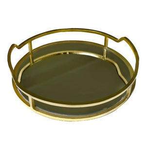 Directo de fábrica, bandeja de Metal de diseñador Circular de estilo árabe inoxidable, bandeja de vidrio para servir de estilo moderno hecha a mano para hoteles - Product Image 3