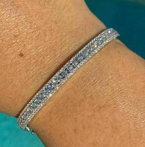 Bracelet tennis unisexe tendance en argent sterling 925 plaqué rhodium or jaune avec moissanite taille glace 10 carats VS1 pour anniversaire et mariage - Product Image 3