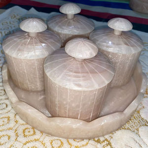 ชุดโถสี่ใบพร้อมถาดตกแต่งเรซินสีขาวชุด100% พรีเมี่ยม - Product Image 1