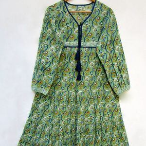 2025 Wholesale Collection Tie Dye Long Kaftan V-neck Half Sleeves Rayon Fabric Loose Fitting <b>Dress</b> with Side Slit Spring Kaftan - Product Image 1