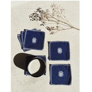 Posavasos de lino elegante de tela suave con forma cuadrada de Color azul para posavasos de mesa de restaurante en casa - Product Image 1