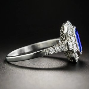 Diseñador 925 plata esterlina GRA certificado laboratorio tanzanita Esmeralda corte aniversario anillo hecho a mano tanzanita piedras preciosas joyería venta - Product Image 3