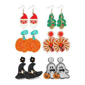 Wholesale <b>Halloween</b> and Christmas Accessories Gold Plated Pumpkin Skull Drop <b>Earrings</b> Different Designs Best Price - Product Image 3