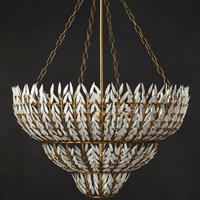 Suspension à fleurs rondes en fer forgé américain nordique simple pour hôtel salon chambre à coucher lampe suspendue lustre à LED