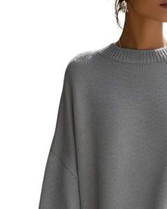 Customized <b>Women</b> Grey Oversized Knit Poncho Sweater Winter Loose Fit Batwing Sleeve Soft <b>Warm</b> Pullover Casual Fashion Top - Product Image 3