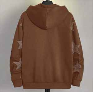 2024 High Quality 100% Cotton Oversized Rhinestone <b>Hoodies</b> Zipper <b>Hoodies</b> for <b>Men</b> - Product Image 3