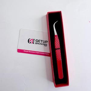 Pince à épiler pour cils GETUP BROSONS IMPEX de haute qualité, en acier inoxydable courbé, anti-magnétique, anti-statique, pointe lisse de 10 mm, poignée diamantée - Product Image 3