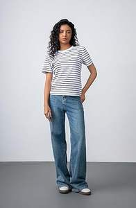 Camiseta Básica de Manga Corta para Mujer, 100% Algodón, Ecológica, Anti-Pilling, con Bordado en el Cuello, Informal, Transpirable, de Secado Rápido para Verano - Product Image 5