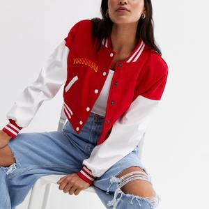 Wholesale Heat Transfer logo Design Women Varsity Jacket Crop Design Pure Wool fabric Button Closure Youth Clothing Winter Coat - Product Image 4