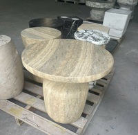 Table basse en béton en forme de tambour de fabrication vietnamienne mobilier d'extérieur à texture travertin durable pour la maison et le jardin