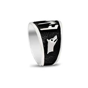 Anello da uomo in argento con motivo a lupo e scritta turca antica - Product Image 2