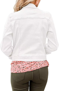 Chaqueta Vaquera de Mezclilla, Venta Caliente, Logotipo Personalizado, Chaqueta Vaquera de Invierno Sólida para Mujer, Manga Larga, Botones, Tejido de Punto, Transpirable, OEM - Product Image 6