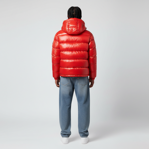 Veste bomber rouge d'hiver personnalisée en gros 2026, qualité supérieure, imperméable, coupe-vent, respirante, à capuche, devant droit - Product Image 4