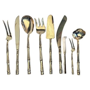 Juego de 2 cubiertos de acero inoxidable, cuchara, cuchillo utilizado en utensilios de cocina, mesa, café, hogar, juego de cubiertos chapados en Color dorado, mango de latón - Product Image 5