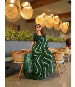 Sari de Chinon Puro para Mujer con Elegante Trabajo |   Ropa Étnica para Festivales y Bodas Indias - Product Image 3