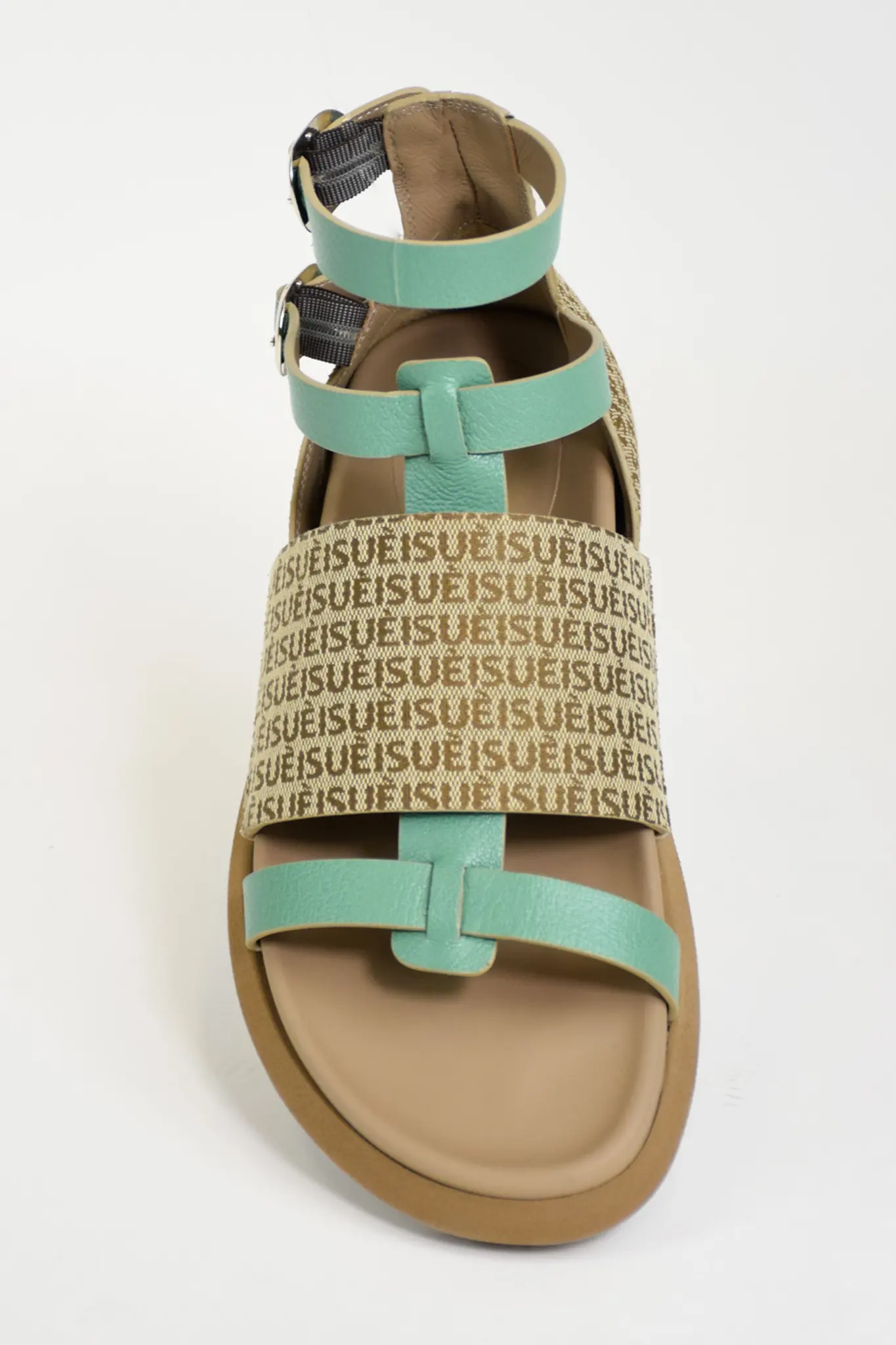 Sandalias planas de algodón Jacquard hechas en Italia, zapatos de Color marrón con monograma, estilo informal, para verano