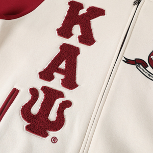 Kappa Alpha Psi Kream-Varsity Fleece <b>Jacket</b> Greek Crest Premium Fraternity Zip Front Outerwear - Product Image 5