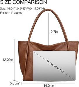 กระเป๋าโท้ทหนัง PU สำหรับผู้หญิง มีซิป เหมาะสำหรับทำงาน กระเป๋าสะพายไหล่หนังสำหรับเดินทาง กระเป๋าถือและกระเป๋าสะพายข้างลำลองสำหรับวันหยุดสุดสัปดาห์ - Product Image 4