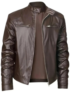 ODM 2026 customized Men's High-quality Leather <b>Jacket</b> Fashion Stand-up Collar <b>Punk</b> Leather <b>jacket</b> for men - Product Image 3