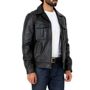 Chaqueta de motociclista de cuero Premium para hombre, piel de vaca genuina, diseño de corredor ajustado en negro, temporada de invierno, opción de talla grande - Product Image 2