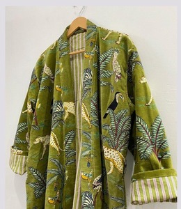 Jungle Safari Print Robe <b>Velvet</b> Kimono Plus Size Cotton <b>Velvet</b> <b>Jacket</b> Dressing Gown Bridal Robe <b>Women's</b> Casual <b>Women</b> Wear Gift - Product Image 2