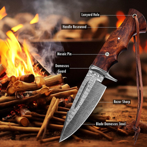 Ventes en gros de couteaux PRESTIGE BLADES, fabrication sur mesure, support OEM, couteau à pointe tombante en acier damas fait à la main, poignée en bois pour une prise en main parfaite, pour l'extérieur - Product Image 3