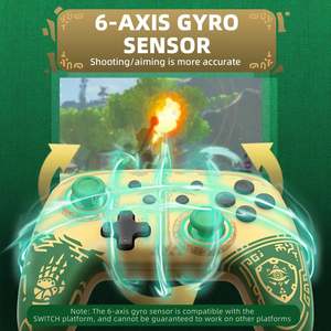 For <b>Nintendo</b> for <b>Switch</b> OLED <b>Game</b> Wheel Steering Manette Vert Dor Zelda TOTK Wireless 2.4G Connection IOS PC Wii Mobile Phones - Product Image 5