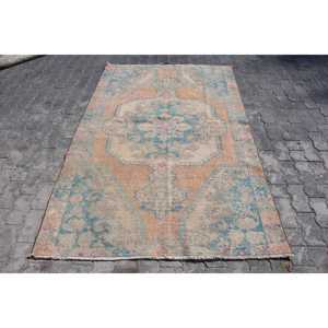 Alfombra Turca, Alfombra Vintage de 4.4x6.8 pies, Alfombra de Lana Azul - Product Image 1