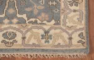 Tapis oriental moderne Oushak géométrique gris/ivoire noué à la main 3 'x 6' tapis en laine abstrait taille personnalisée options de couleur pour la maison - Product Image 6