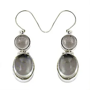 Boucles d'oreilles pendantes en argent 925 pour femmes avec pendentif en or blanc plaqué or 18 carats, bijoux avec pierre de diamant et de perle pour cadeaux - Product Image 2