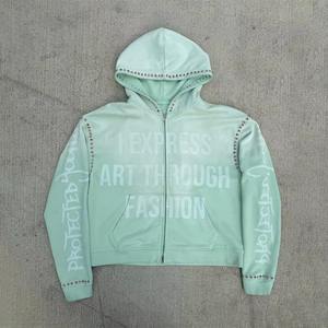 Top qualité dernière conception hommes strass sweats à capuche nouveauté fermeture éclair hommes strass sweats à capuche en vrac quantité bas prix pierre sweats à capuche - Product Image 1