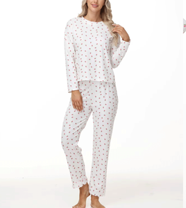 Conjunto de pijamas informales con estampado de satén para mujer, ropa de dormir suave y cómoda de manga larga para el hogar, usable en invierno y verano - Product Image 3