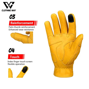 Gants de moto en cuir vintage respirants à écran tactile, de qualité supérieure, pour motocross, course de moto, prix bas - Product Image 3