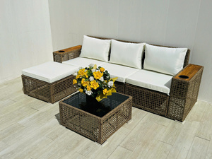 SF00110 Juego de Sofás de Ratán Modernos para Exteriores, Directo de Fábrica en Vietnam, con Cojines Blancos y Mesa de Centro para Jardín o Patio - Product Image 3