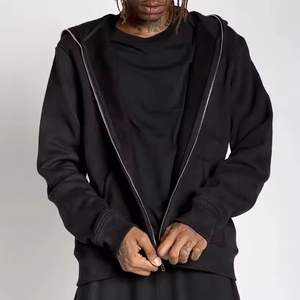 Full <b>Zip</b> up <b>Black</b> <b>Hoodie</b> High Quality Reasonable Price Pakistan Winter Waterproof Fleece 430g Casual Custom Logo Front Pocket - Product Image 6