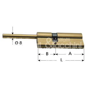 SHAPED CYLINDER Pre-arranged <b>knob</b> Satin brass 3 keys With <b>adjustable</b> stem - Product Image 1