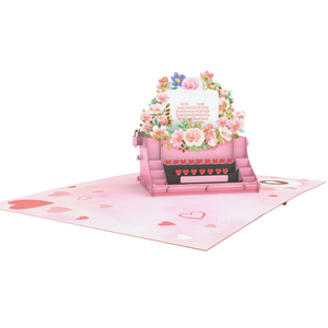 3D เครื่องพิมพ์ดีดดอกไม้สีชมพูโรแมนติกการ์ดอวยพรป๊อปอัพพร้อมซองการ์ดอวยพรข้อความรักทำด้วยมือสำหรับวันวาเลนไทน์ - Product Image 2