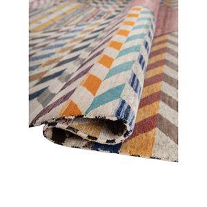 Alfombra Freedom Manchaha de Lana y Seda de Bambú con Patrón Geométrico Azul, Anudada a Mano, para Decoración de Sala de Estar - Les-8085 - Product Image 2