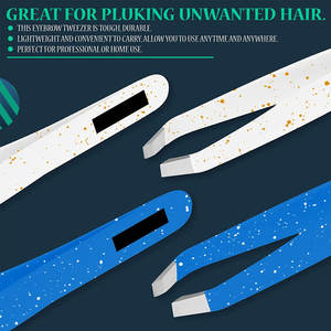 Pince à sourcils professionnelle pince à épiler pointe inclinée cils pince à cils personnalisée acier inoxydable blanc/bleu/vert - Product Image 3