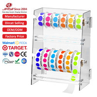 Dispensador de Etiquetas Portátil Ajustable Personalizado, Dispensador de Etiquetas Adhesivas en Rollo de Acrílico, Organizador de Etiquetas, Soporte para Etiquetas para Oficina y Hogar