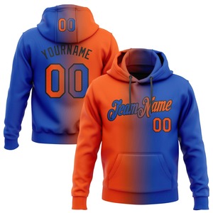 Directo industria al por mayor 3D bordado personalizado cosido blanco Azul Marino-rojo se desvanecen moda deportes pulóver Sudadera con capucha - Product Image 4