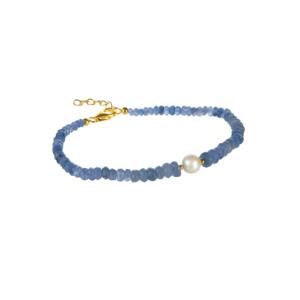 Bracelet en Tanzanite plaqué or avec perles de culture d'eau douce en argent sterling 7,50 mm - Product Image 1