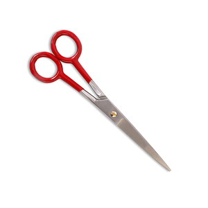 Ciseaux de coupe de cheveux à poignée de couleur rouge ciseaux de coiffure de salon à lame droite en acier métallique pour la beauté avec vis dorée - Product Image 3