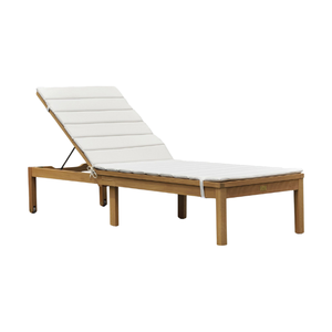 Modern Reclining Teak Sun Lounger <b>Chair</b> with Full Pad Cushion for Garden Courtyard & Villa <b>Relaxation</b> - Product Image 4